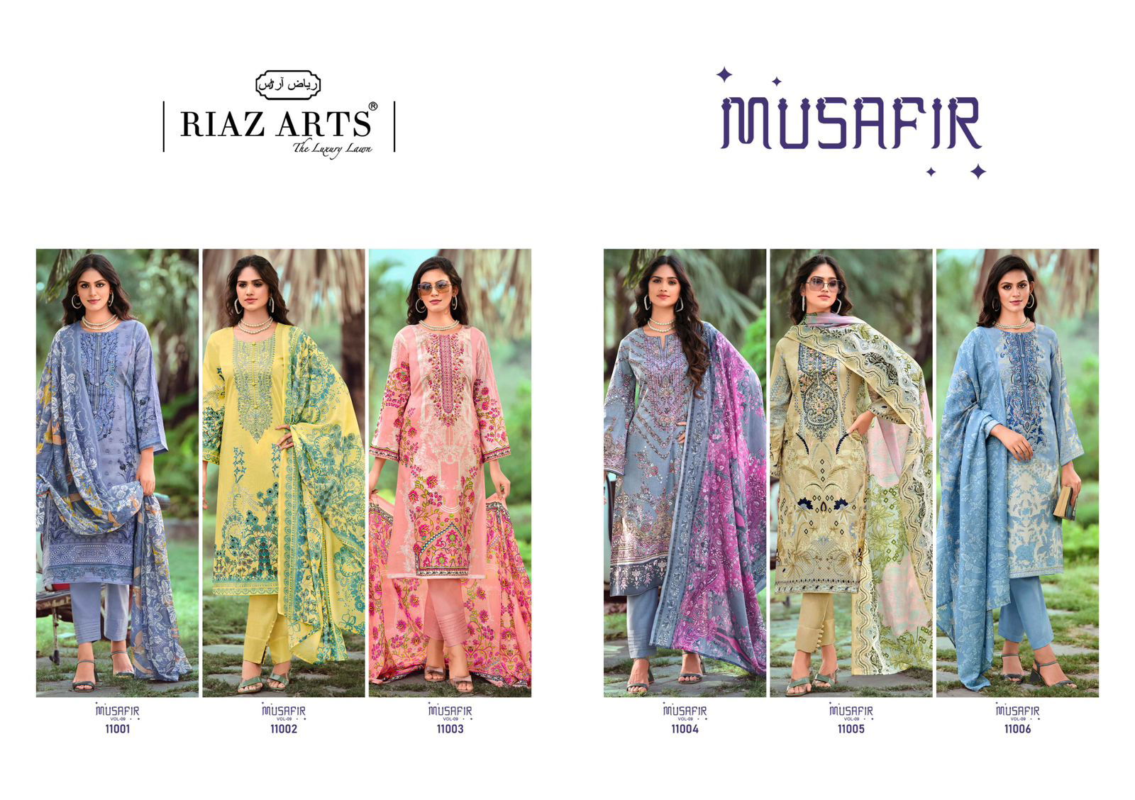 Musafir Vol 9 By Riaz Arts Printed Karachi Cotton Dress Material Wholesale Shop In Surat
